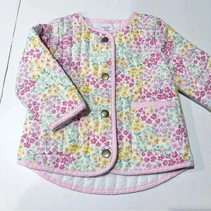 Cupcakes and cashmere 100% cotton jacket girl 12 months flower gold button front